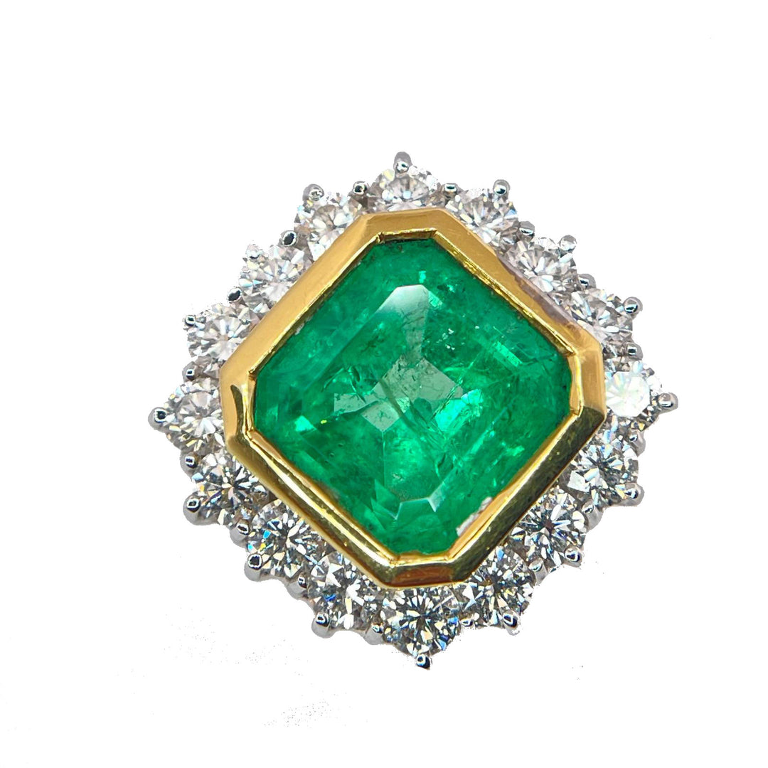 Anel de toque Recarlo 18kt Emerald e diamantes