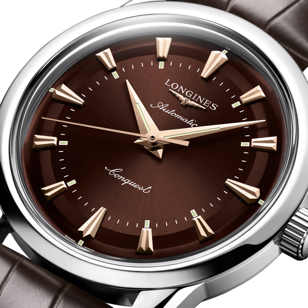 Montre automatique Longines Heritage 38 mm en acier marron L1.649.4.62.2