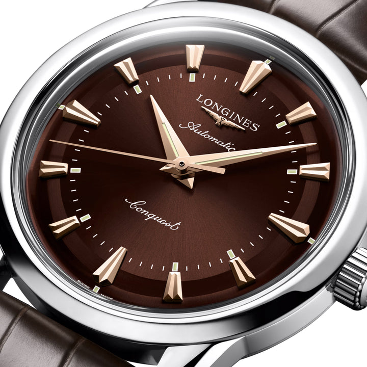 Montre automatique Longines Heritage 38 mm en acier marron L1.649.4.62.2