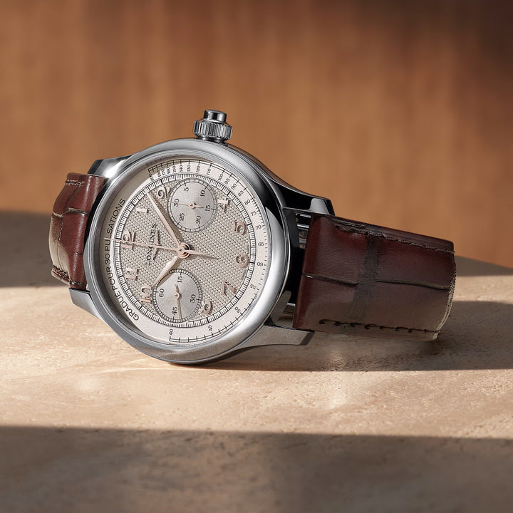 Longines Uhr Master Collection Chrono Monopusher 41 mm Elfenbein Handaufzug Stahl L2.960.4.78.2