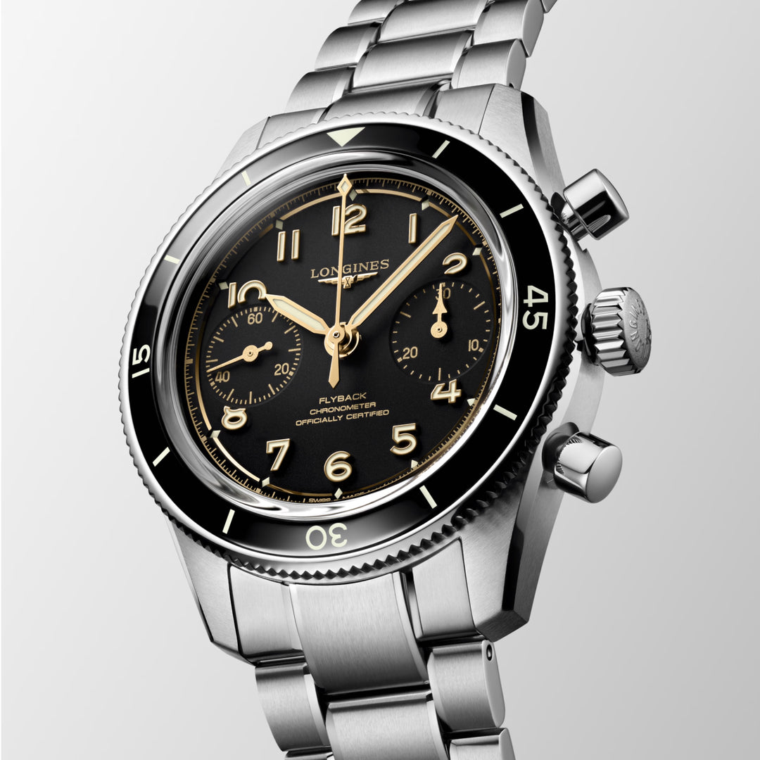 Longines orologio Spirit Pilot Flyback 72.6 39,5mm nero manuale acciaio L3.721.4.53.6