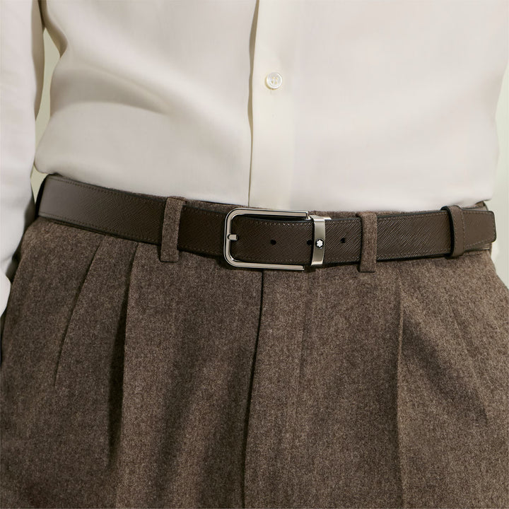 Ceinture réversible Montblanc 30 mm noir/ébène boucle rectangulaire en cuir Sartorial 223413