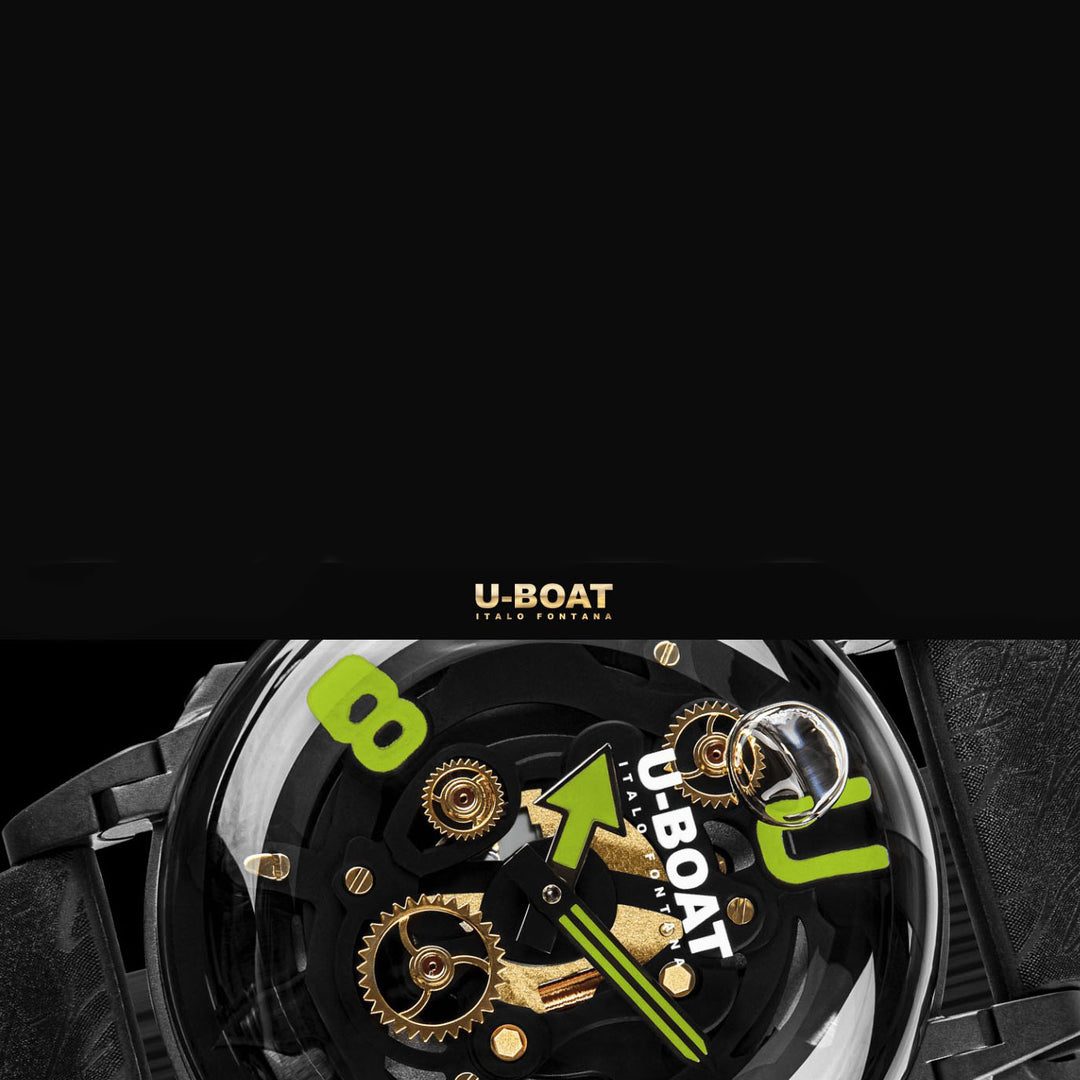 Montre U-BOAT U-65 Vert 44mm acier quartz vert finition PVD noir 3351