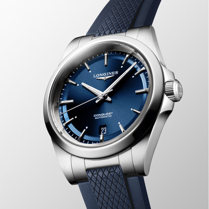 Longines Conquest 38 mm blaue Automatikuhr aus Stahl L3.720.4.92.9
