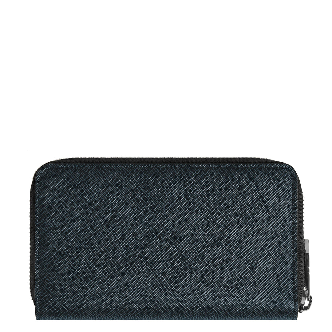 Portefeuille Montblanc 12 compartiments avec zip moyen Tweed bleu Sartorial 220362