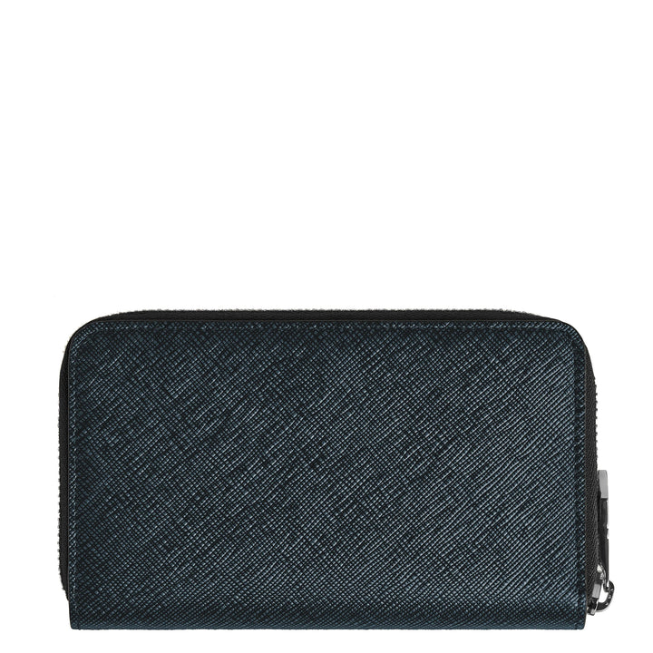 Portefeuille Montblanc 12 compartiments avec zip moyen Tweed bleu Sartorial 220362