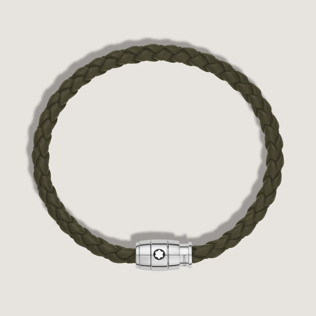 Montblanc 3-Ring-Stahlarmband und Meisterstück Kaki-Leder, Größe M 13600463