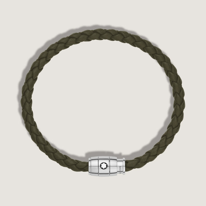 Montblanc 3-Ring-Stahlarmband und Meisterstück Kaki-Leder, Größe S 13600360