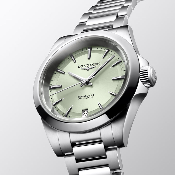 Longines Conquest 34mm green automatic steel watch L3.430.4.02.6