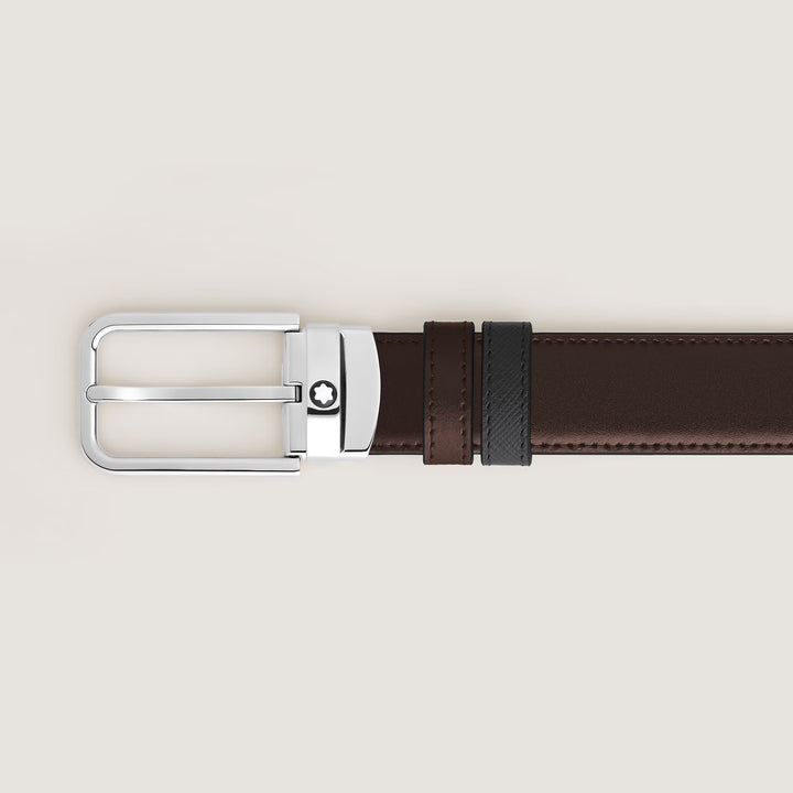 Ceinture réversible Montblanc 30 mm noir/ébène boucle rectangulaire en cuir Sartorial 223413