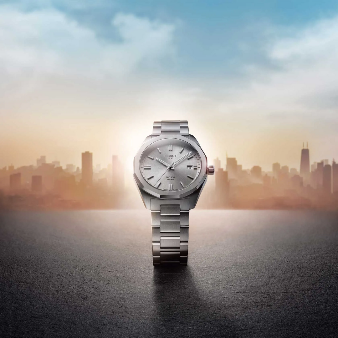 Tissot orologio PRC 100 Solar 39mm argento quarzo acciaio T151.422.11.031.00
