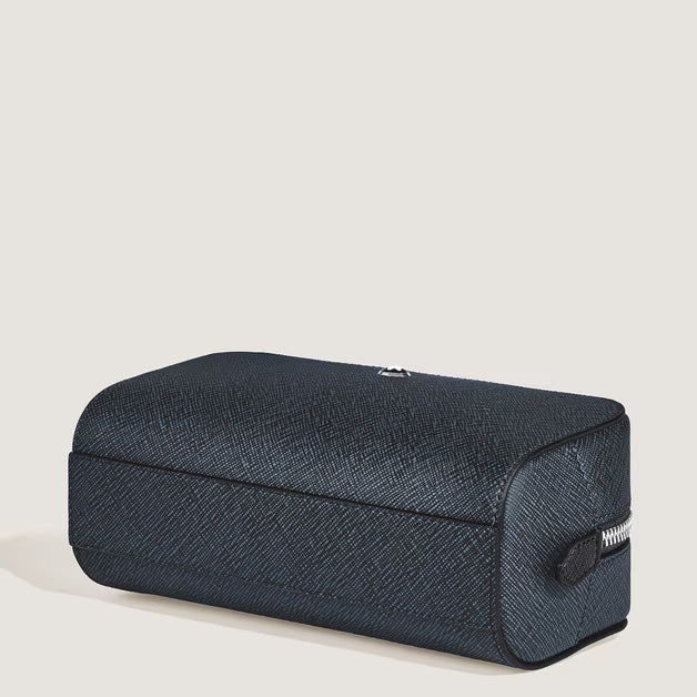 Montblanc kleiner Kulturbeutel Sartorial blaues Tweedleder 221696