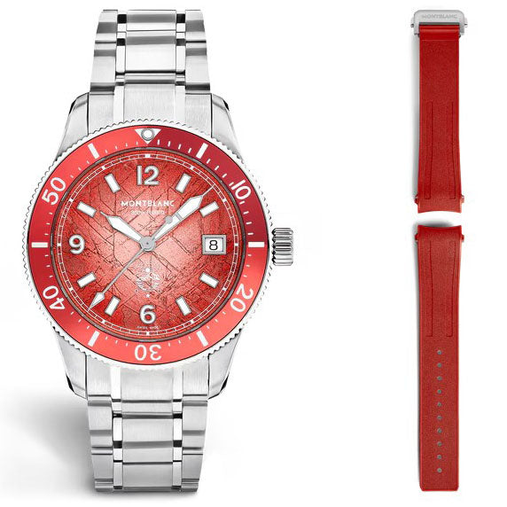 Montblanc orologio Iced Sea Automatic Date 0 Oxygen 38mm rosso automatico acciaio Edizione Limitata 300 pezzi 135762