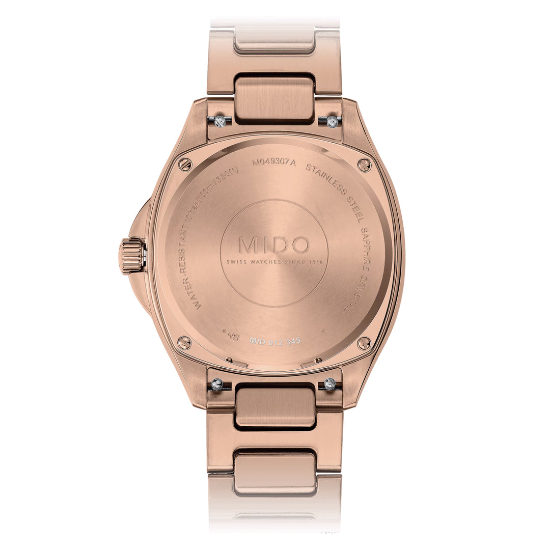 Mido Multioft TV 35mm brown TV Automatic Diamonds Steel Finish Pvd Gold Rosa M049.307.33.296.00