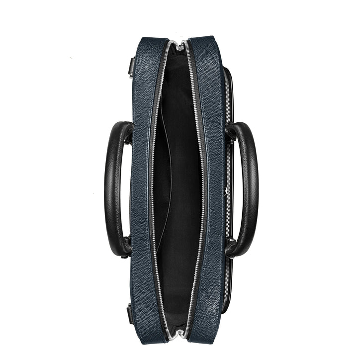 Montblanc Sartorial mittelgroße Dokumententasche aus blauem Tweed 220332