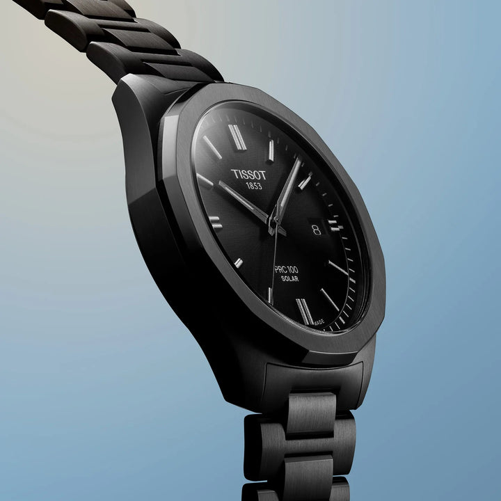 Tissot watch PRC 100 Solar 39mm black quartz steel black PVD finish T151.422.33.051.00