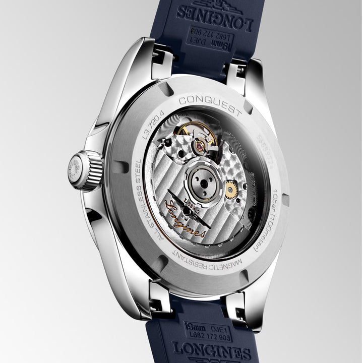 Longines Conquest 38 mm blaue Automatikuhr aus Stahl L3.720.4.92.9