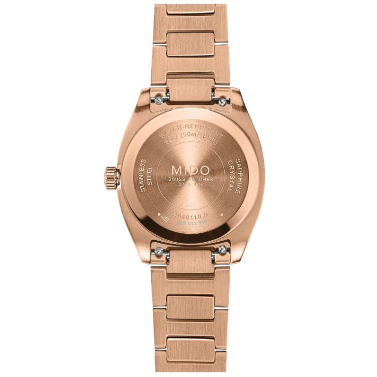 Mido Multifort TV 28mm acier quartz marron finition PVD or rose M049.110.33.296.00