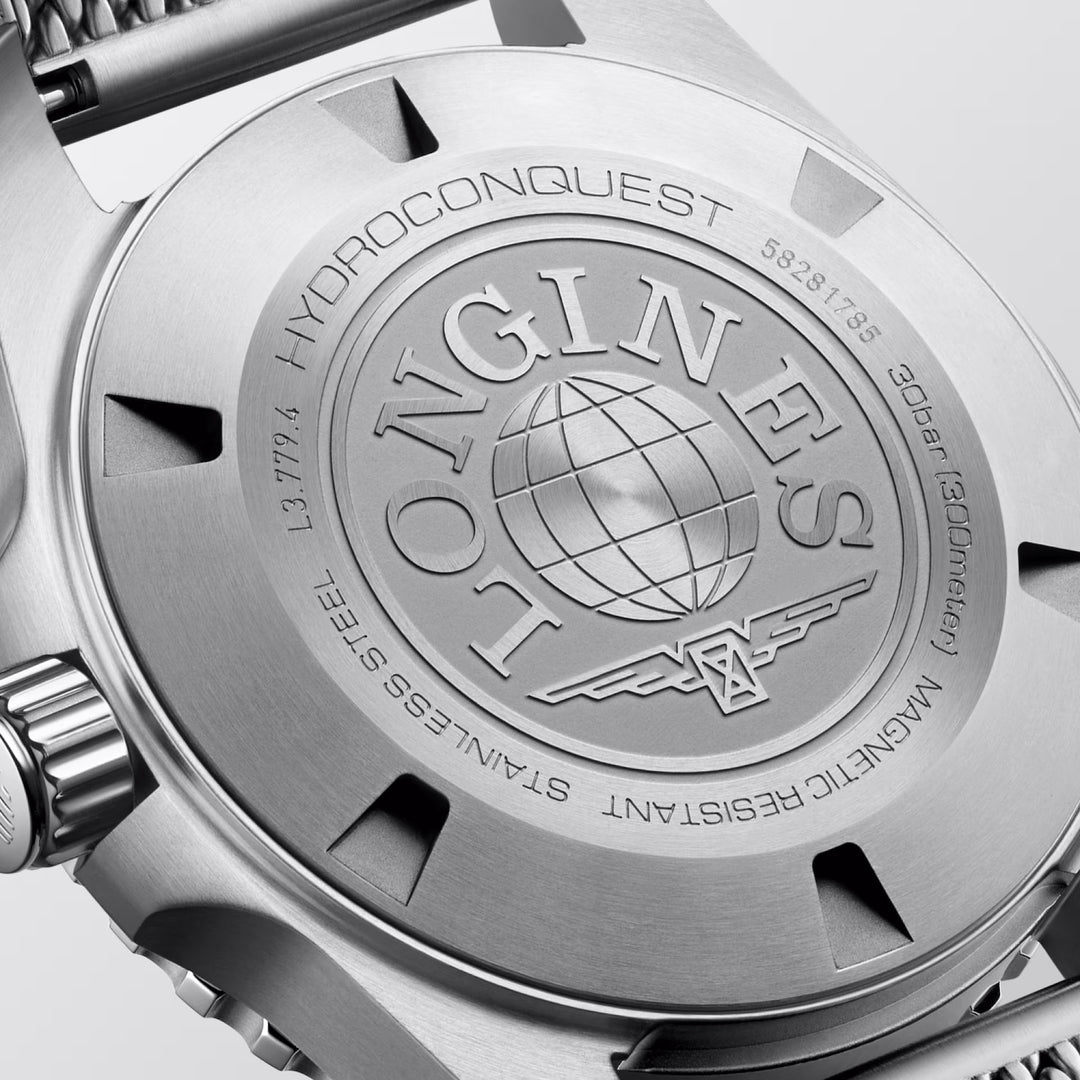 Montre Longines Hydroconquest 39 mm en acier automatique noir L3.779.4.90.6