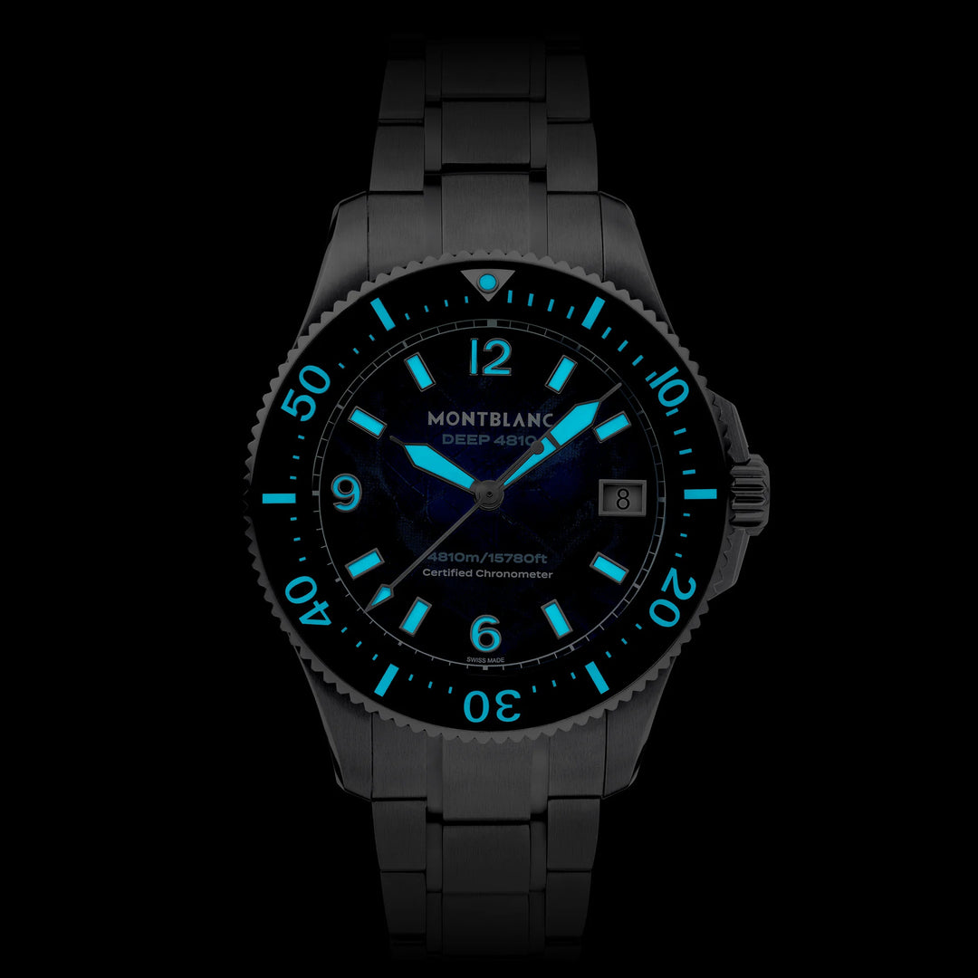 Montre Montblanc Iced Sea 0 Oxygen Deep 4810 43mm bleu automatique titane 135634
