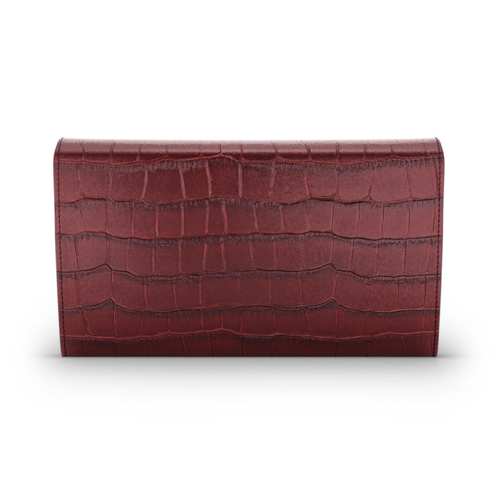 Portefeuille continental jungle Giovanni Raspini cuir croco bordeaux blanc bronze L0033
