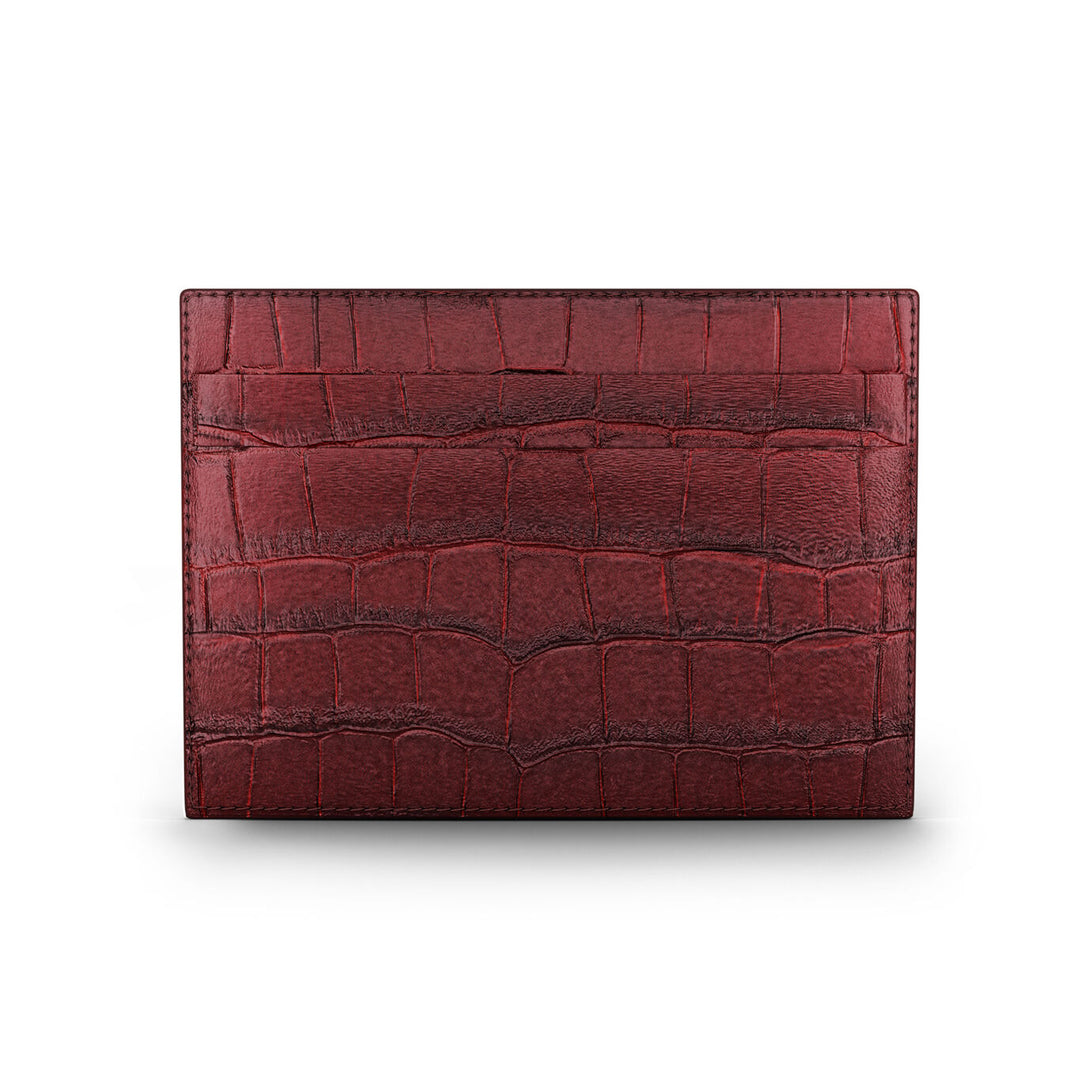 Giovanni Raspini portacarte pelle croco borgogna argento 925 L0029