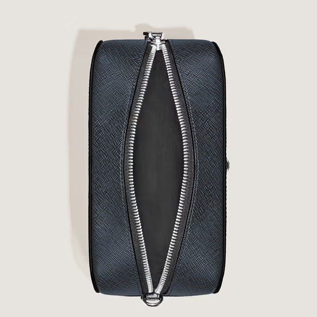 Montblanc kleiner Kulturbeutel Sartorial blaues Tweedleder 221696