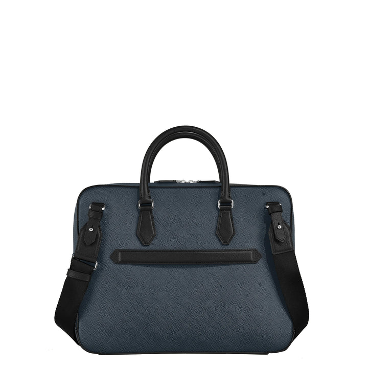 Montblanc Sartorial mittelgroße Dokumententasche aus blauem Tweed 220332