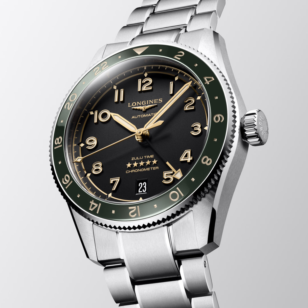 Montre Longines Spirit Zulu Time 39mm anthracite automatique acier L3.802.4.63.6