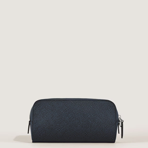 Montblanc kleiner Kulturbeutel Sartorial blaues Tweedleder 221696