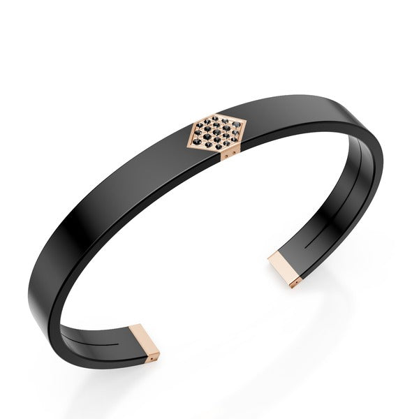 World Diamond Group slave bracelet in black titanium, 18kt rose gold insert, paved with black diamonds GBR040O3BKNE