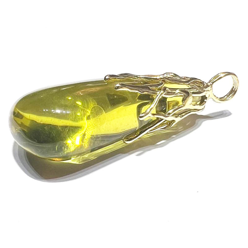 Pendentif Capodagli Ambre, monture en argent 925, finition PVD or jaune AC 00676