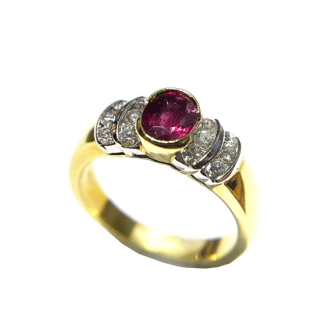 Capodagaglia Gold Gold Ring 18kt Ruby 0,72ct e diamantes