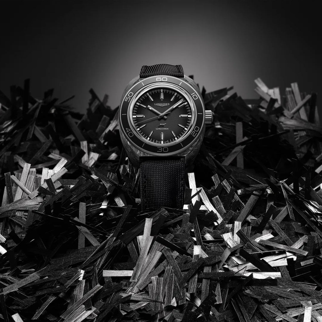 Longines Ultra‑Chron Carbon 43mm anthracite automatic titanium and carbon watch L2.839.4.52.2