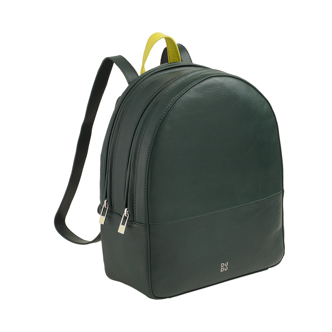 DUDU Bunter Sommerrucksack für Damen aus weichem Leder, mehrfarbiger Rucksack mit doppeltem Reißverschluss