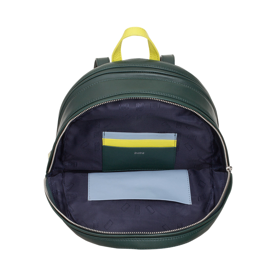 DUDU Bunter Sommerrucksack für Damen aus weichem Leder, mehrfarbiger Rucksack mit doppeltem Reißverschluss