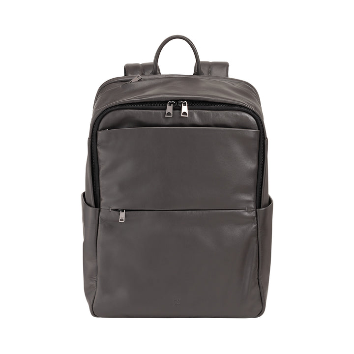 DUDU Leather Backpack for Men and Women, PC holder up to 15.6" MacBook 16 Inch, 20 Liter Travel Backpack, Elegant Multicompartment Work Office Backpack