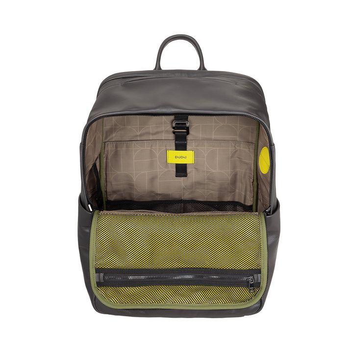 DUDU Leather Backpack for Men and Women, PC holder up to 15.6" MacBook 16 Inch, 20 Liter Travel Backpack, Elegant Multicompartment Work Office Backpack
