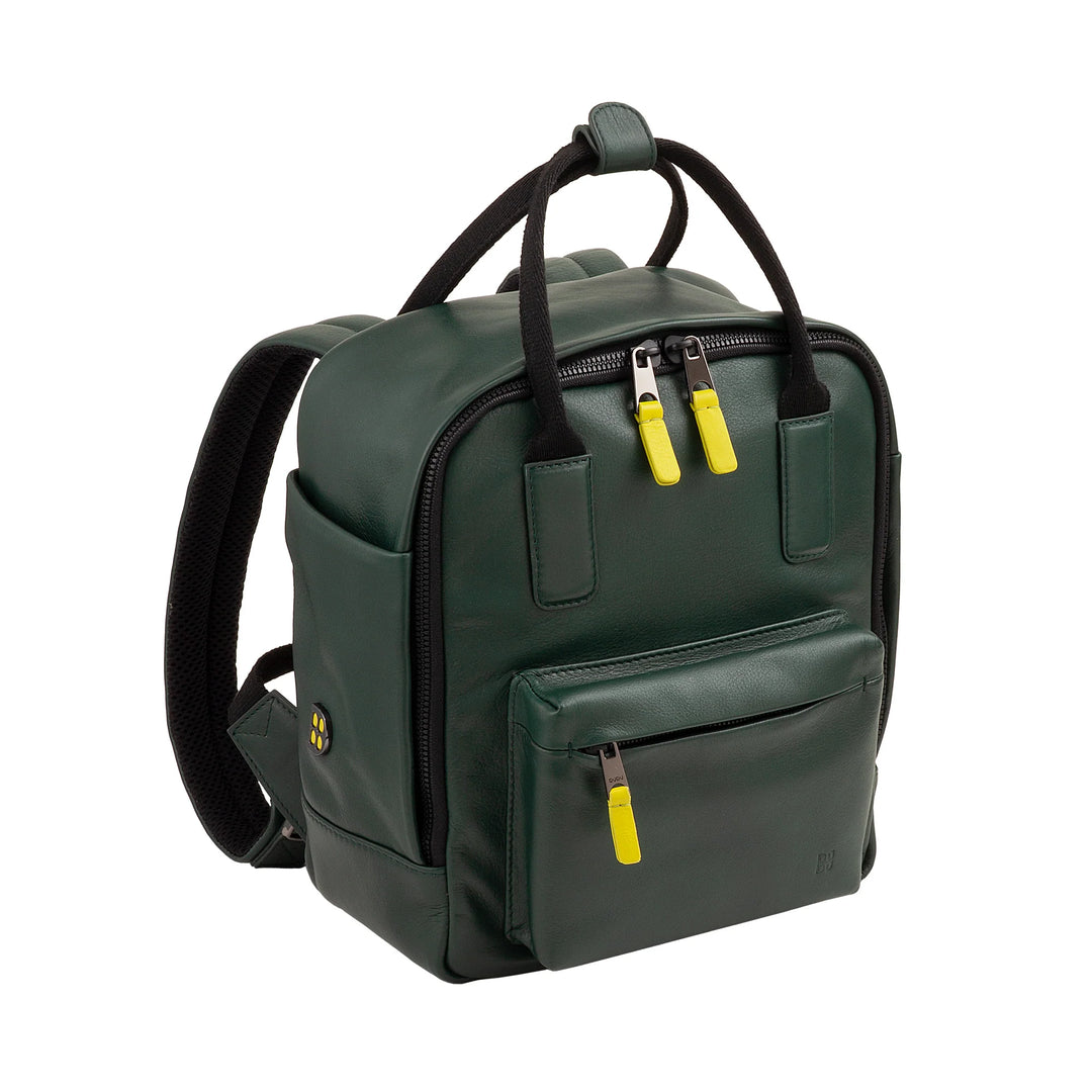 DUDU Lederrucksack für Damen und Herren – Eleganter und kompakter Unisex-Freizeitrucksack, 6,5 Liter, mit Vordertasche und Tablet-Fach, perfekt für Arbeit, Reisen und Freizeit