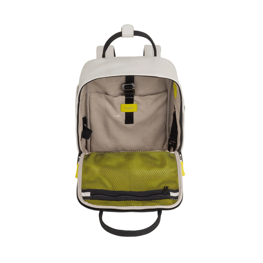 DUDU Leather Backpack for Men and Women - Elegant and Compact Unisex Casual Backpack, 6.5 Litres, with Front Pocket and Tablet Compartment, Perfect for Work, Travel and Leisure