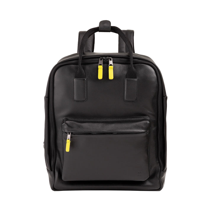 DUDU Lederrucksack für Damen und Herren – Eleganter und geräumiger Unisex-Freizeitrucksack, 19 Liter, mit Vordertasche und Tablet-Fach, perfekt für Arbeit, Reisen und Freizeit