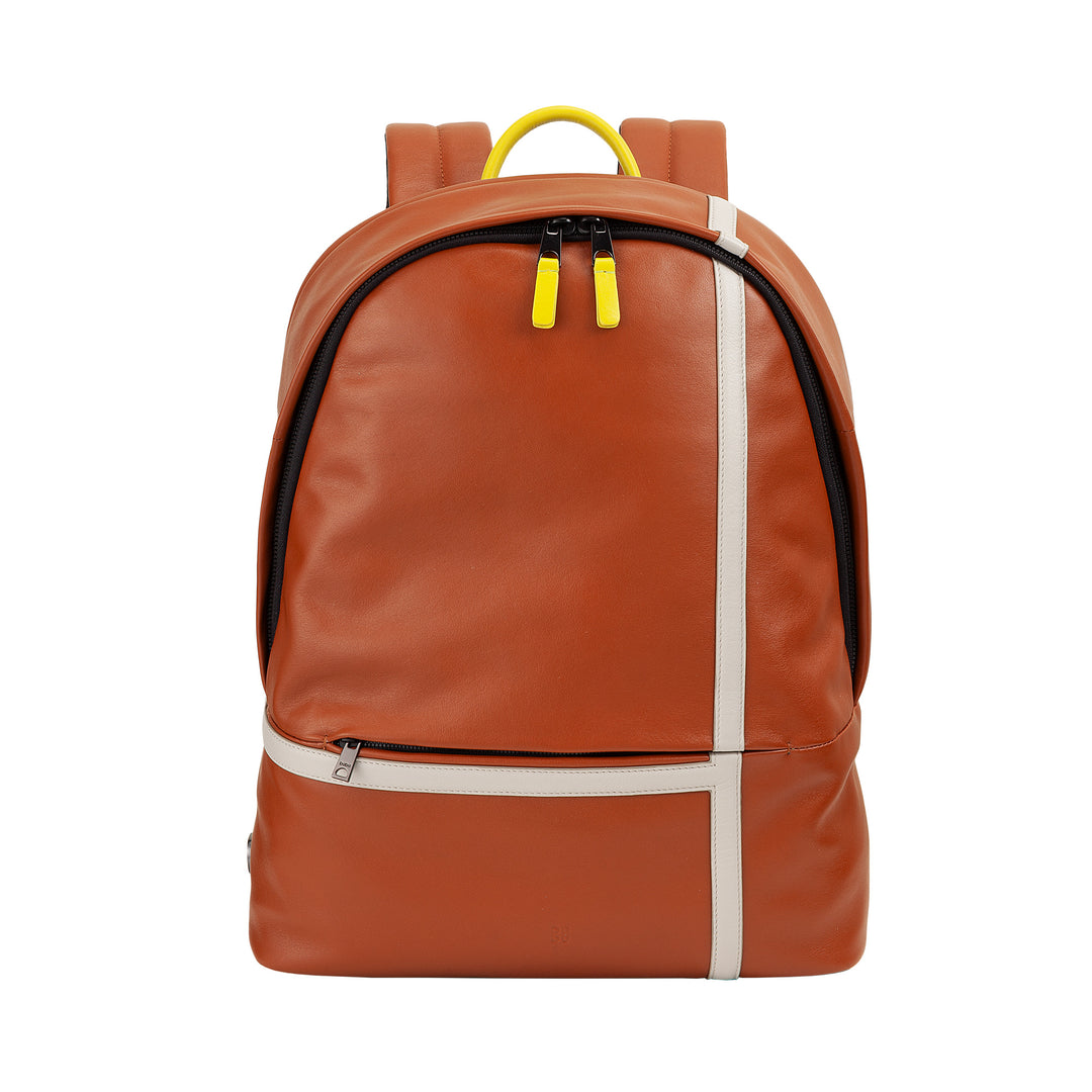 DUDU Leather Backpack for Men and Women - Tennis-Inspired Design, PC or MacBook Backpack, Breathable Back and Padded Shoulder Straps