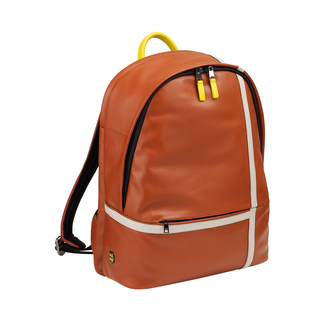 DUDU Leather Backpack for Men and Women - Tennis-Inspired Design, PC or MacBook Backpack, Breathable Back and Padded Shoulder Straps