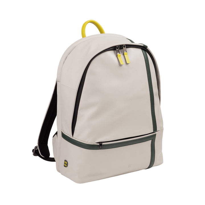 DUDU Leather Backpack for Men and Women - Tennis-Inspired Design, PC or MacBook Backpack, Breathable Back and Padded Shoulder Straps