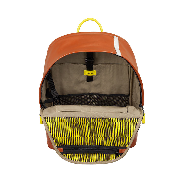 DUDU Leather Backpack for Men and Women - Tennis-Inspired Design, PC or MacBook Backpack, Breathable Back and Padded Shoulder Straps