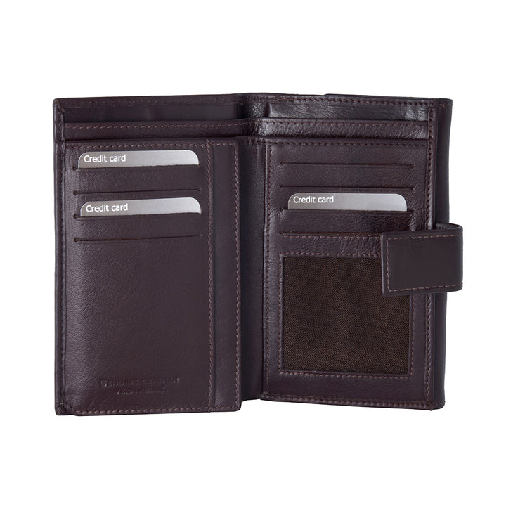 Stor læder tegnebog i læder med DV -underskrevne døre