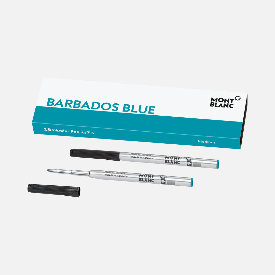 Montblanc 2 recharges pour stylo à bille (M) Barbade Bleu (bleu des Caraïbes) 128219