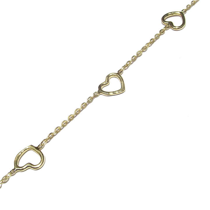 Boucles d'oreilles Bracelet 5 Coeurs Fil Argent 925 finition PVD or jaune CPD-BRA-ARG-0001-G