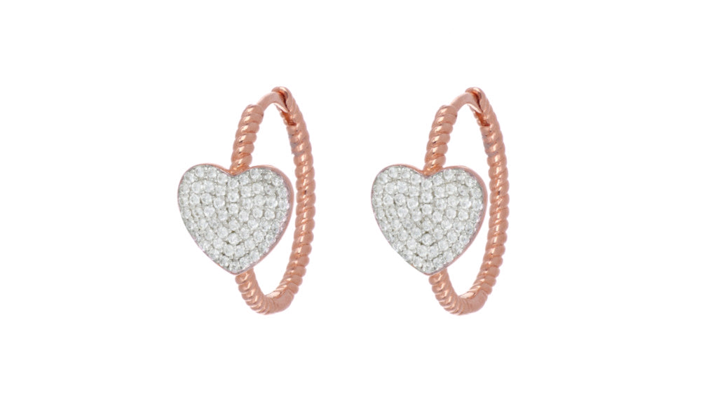 Hearts Milan Rim Earrings Spiga Collection Collection Silver 925 PVD Gold Finish 24915885