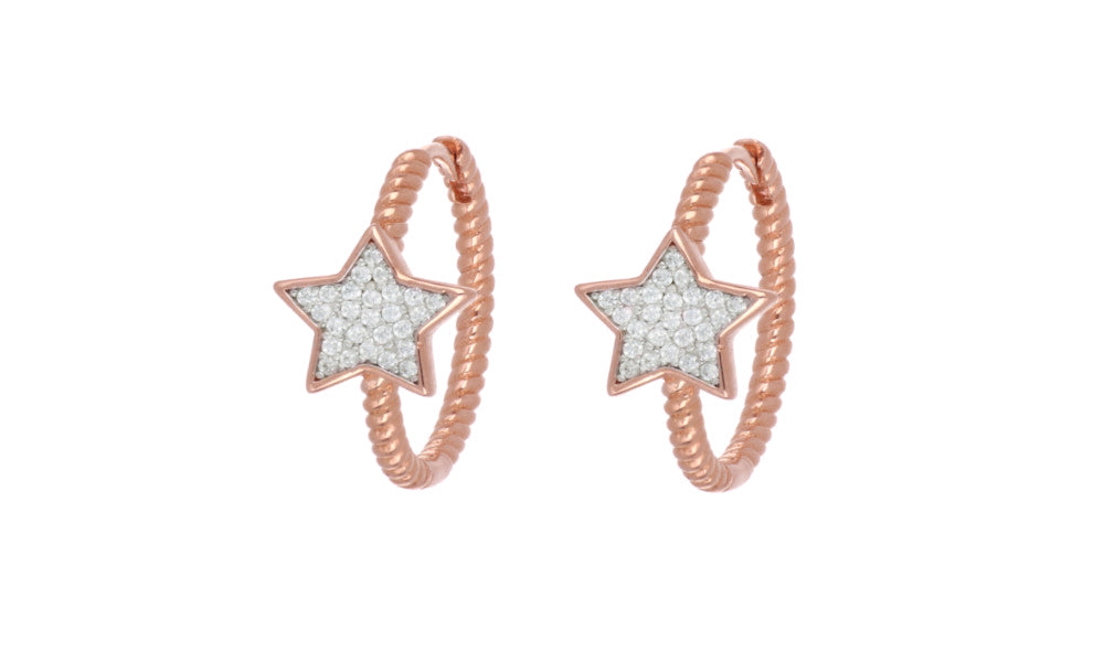 Hearts Milan Circle Earerings Falling Star Spiga Collection Silver 925 Finish PVD Gold Rose 24917179